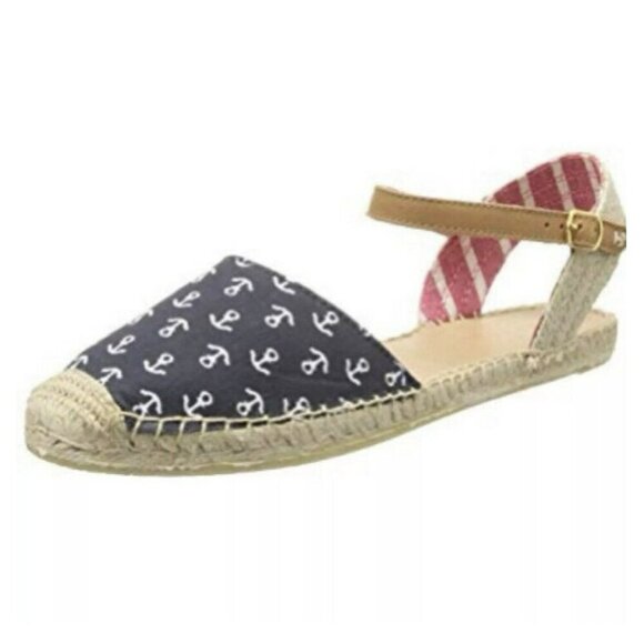 New Sperry Anchors Hope Navy Patriotic Espadrilles Sandals Rope Women’s Sz 5.5M - Picture 1 of 2